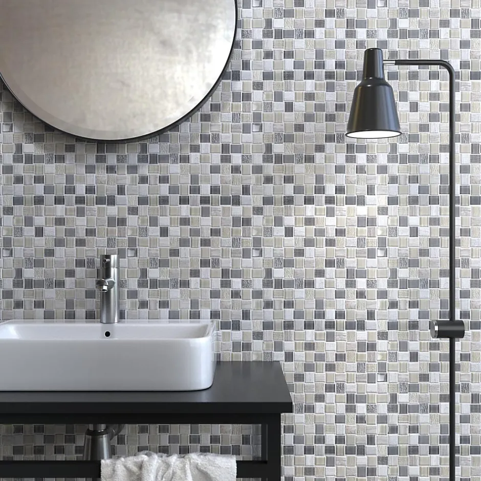 Mosaique de Marbre et Verre Beige - vendu par plaque de 32.8X32.8 cm --Carrelage Signature New