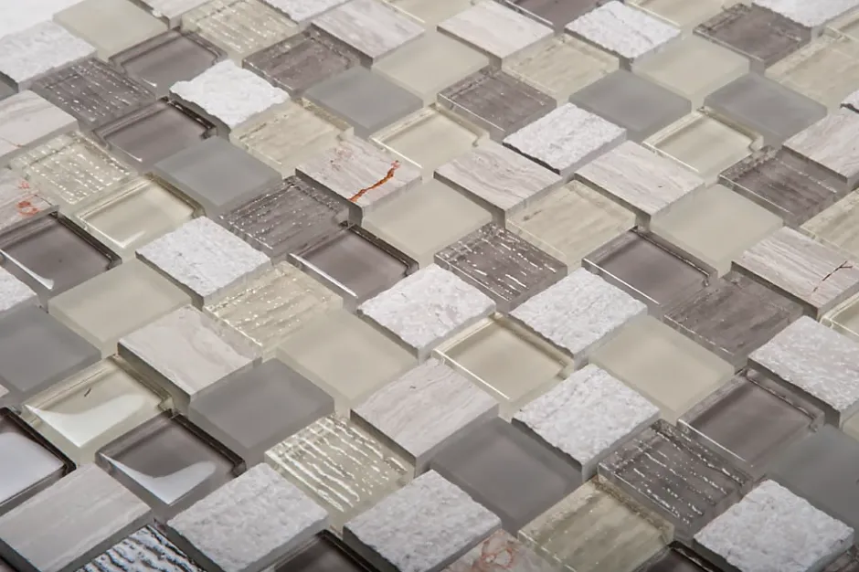 Mosaique de Marbre et Verre Beige - vendu par plaque de 32.8X32.8 cm --Carrelage Signature New