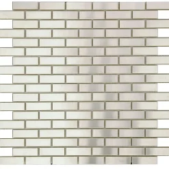 Carrelage Signature Mosaique de metal Brique Argent Mat 1.5X4.8 cm - vendu par plaque de 30X30 cm -