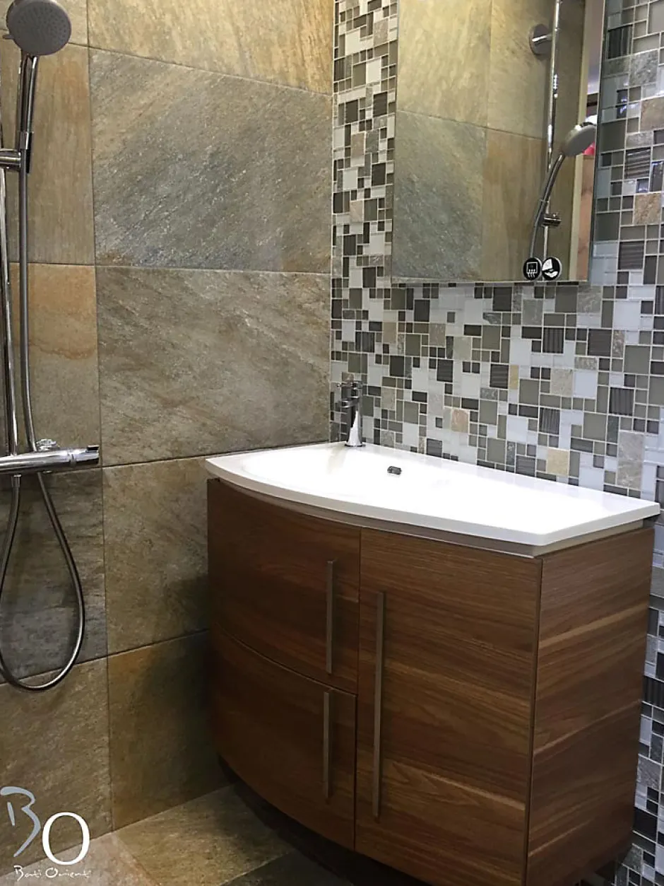 Mosaique de Quartzite Multiformat et Verre Gris - vendu par plaque de 30X30 Cm --Carrelage Signature Sale