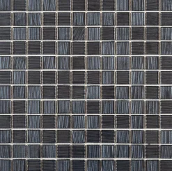 Mosaique de verre 2.3 X 2.3 Cm Ondulee Anthracite - vendu par plaque de 30 X 30 Cm --Carrelage Signature Online