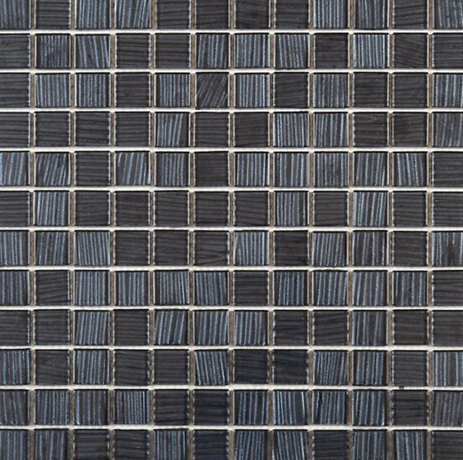 Mosaique de verre 2.3 X 2.3 Cm Ondulee Anthracite - vendu par plaque de 30 X 30 Cm --Carrelage Signature Online
