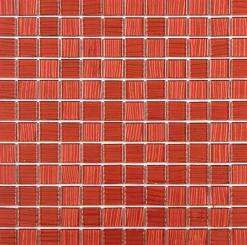 Carrelage Signature Mosaique de verre 2.3X2.3 Cm Ondulee Rouge - vendu par plaque de 30X30 Cm -