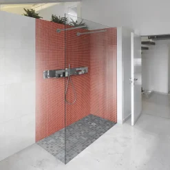 Carrelage Signature Mosaique de verre 2.3X2.3 Cm Ondulee Rouge - vendu par plaque de 30X30 Cm -