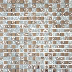 Carrelage Signature Mosaique de Verre Blanc et Verre Chrome 1.5 X 1.5 Cm - vendu par plaque de 30X30 Cm -