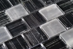 Carrelage Signature Mosaique de Verre Noir Ligne Argent 3.2X3.2 cm - vendu par plaque de 30.5x30.5 cm-
