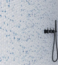 Carrelage Signature Mosaique de verre recycle Ronde Blanc Bleu Geo - vendu par plaque de 29,7X30,5 cm-