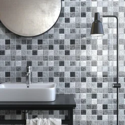 Carrelage Signature Mosaique de Verre 4.8X4.8 Gris - vendu par plaque de 30X30 cm -