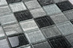 Carrelage Signature Mosaique de Verre 4.8X4.8 Gris - vendu par plaque de 30X30 cm -