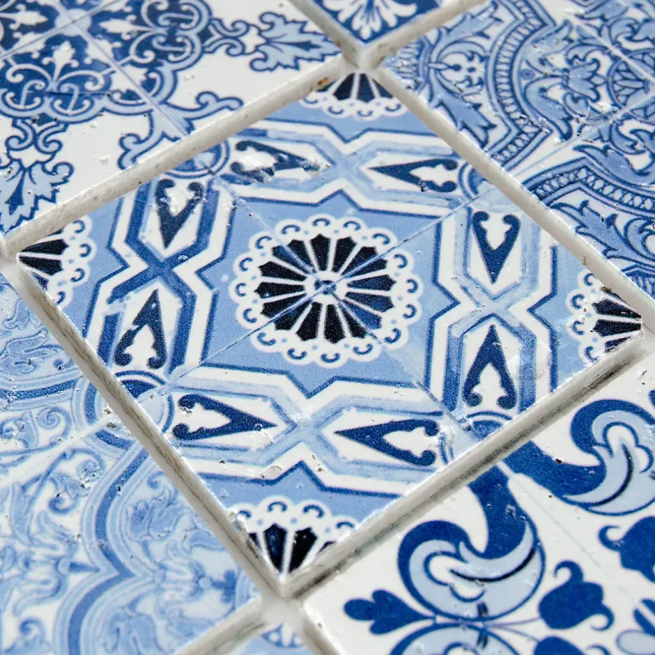 Casa Linéa MOSAIQUE DECOR RENAISSANCE TRAVERTIN DECORE BLUE 1 PLAQUE 10 x 30,5 CM CASA LINEA