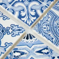 Casa Linéa MOSAIQUE DECOR RENAISSANCE TRAVERTIN DECORE BLUE 1 PLAQUE 10 x 30,5 CM CASA LINEA