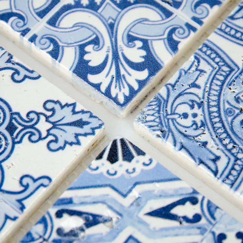 Casa Linéa MOSAIQUE DECOR RENAISSANCE TRAVERTIN DECORE BLUE 1 PLAQUE 10 x 30,5 CM CASA LINEA