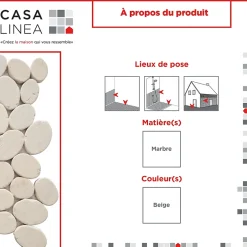Casa Linéa MOSAIQUE GALET SCIE CREME 1 PLAQUE 30 x 30 CM CASA LINEA