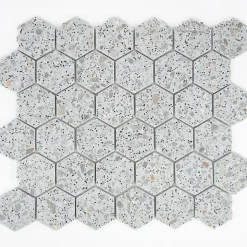MOSAIQUE HEXAGONE TERRAZZO LIGHT GREY 1 PLAQUE 30,5 x 30,5 CM CASA LINEA-Casa Linéa Hot