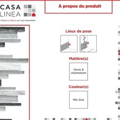 Casa Linéa MOSAIQUE MF TUBE MIX GRIS ALU 1 PLAQUE 30 x 30 CM CASA LINEA