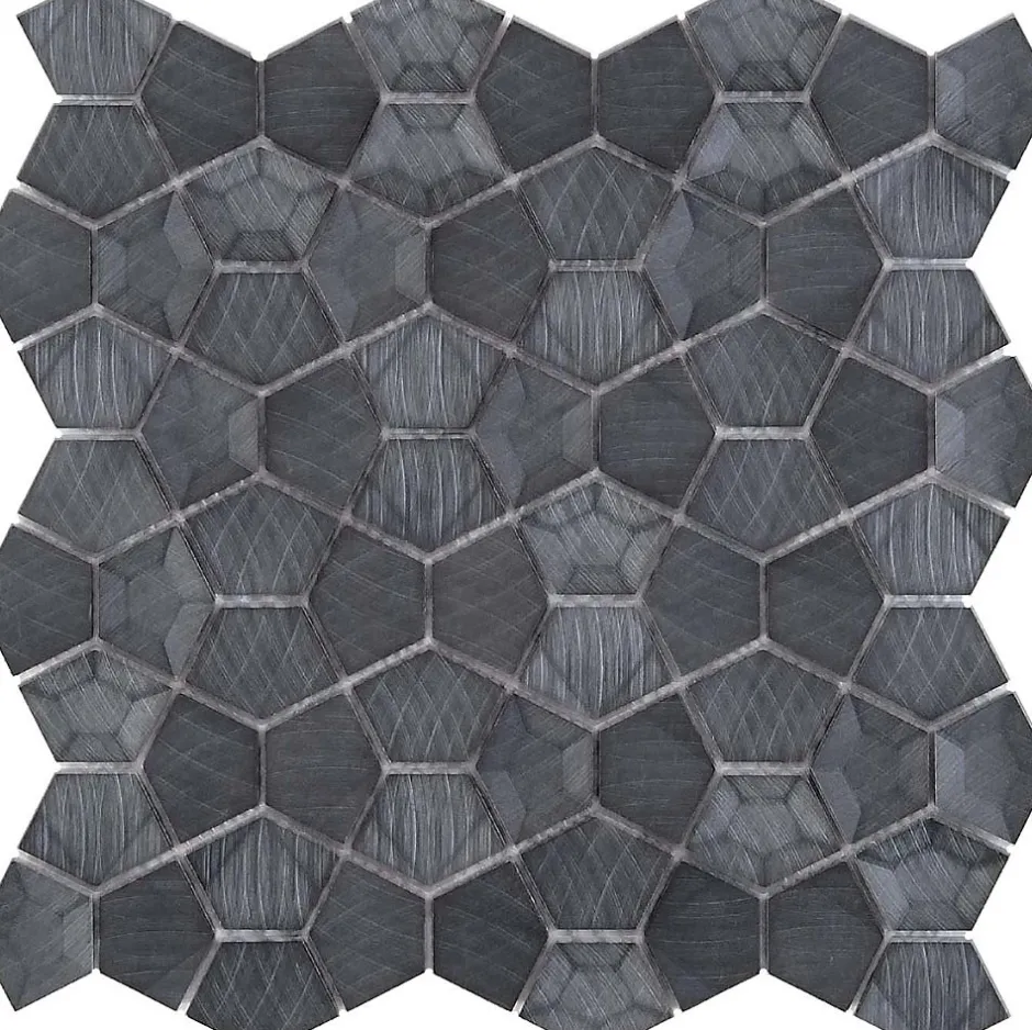 Mosaique Palladiane Aluminium 3D Noir - vendu par plaque de 27.9X27.9 cm --Carrelage Signature Outlet