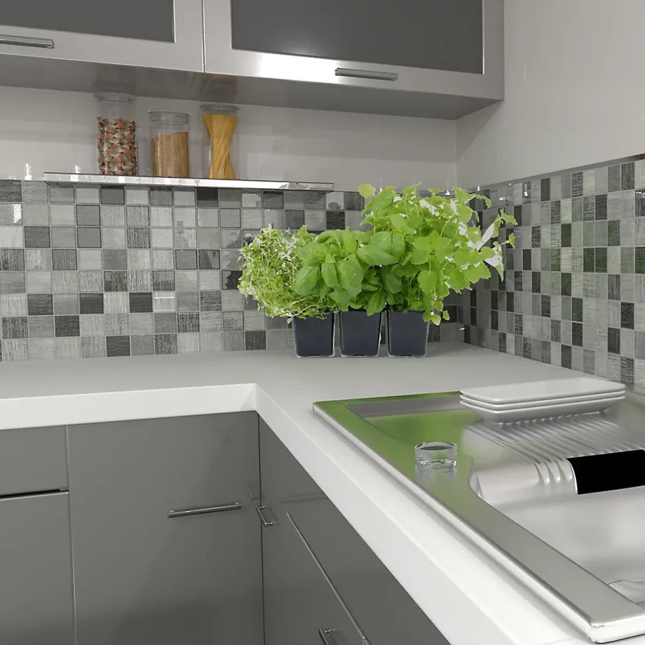 Mosaique verre Lino gris L. 30 x l. 30 cm-Mat Inter Outlet