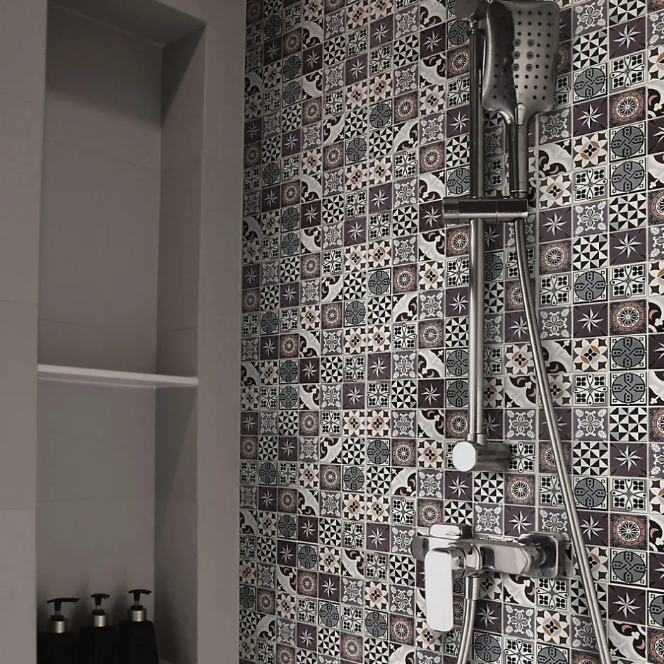 Mat Inter Mosaique verre Marge marron L. 30 x l. 30 cm