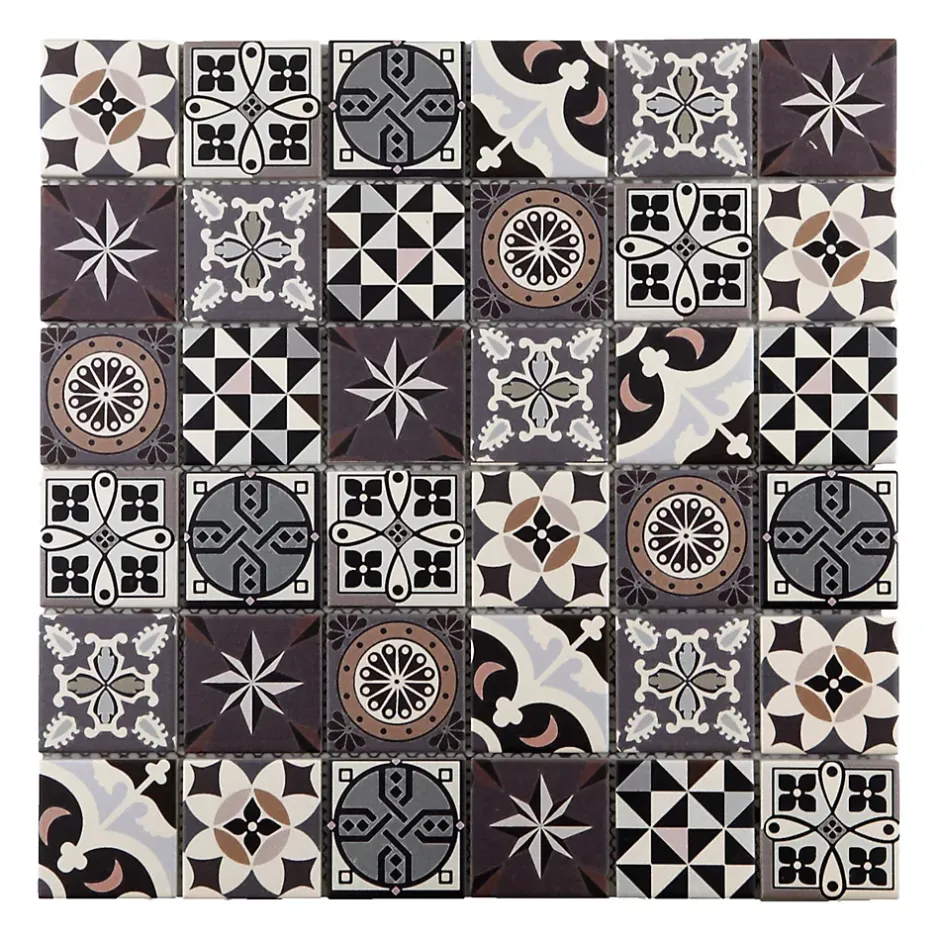 Mat Inter Mosaique verre Marge marron L. 30 x l. 30 cm