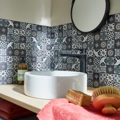 Mat Inter Mosaique verre Marge marron L. 30 x l. 30 cm