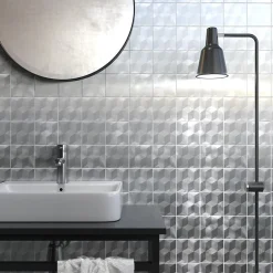 Carrelage Signature Mosaique 10X10 Alu Brosse Gris - vendu par plaque de 30 X 30 cm -