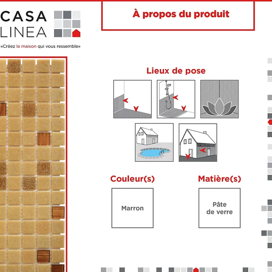 Casa Linéa MOSAÏQUE SABBIA 1 PLAQUE 32,7 x 32,7 CM CASA LINEA