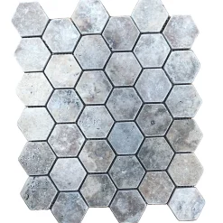 Mosaïque 30 x 30 cm Hexa Travertin gris-Casa Linea Sale