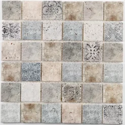 Mat Inter Mosaïque beige 4,8 x 4,8 cm Tahat travertin pierre naturelle