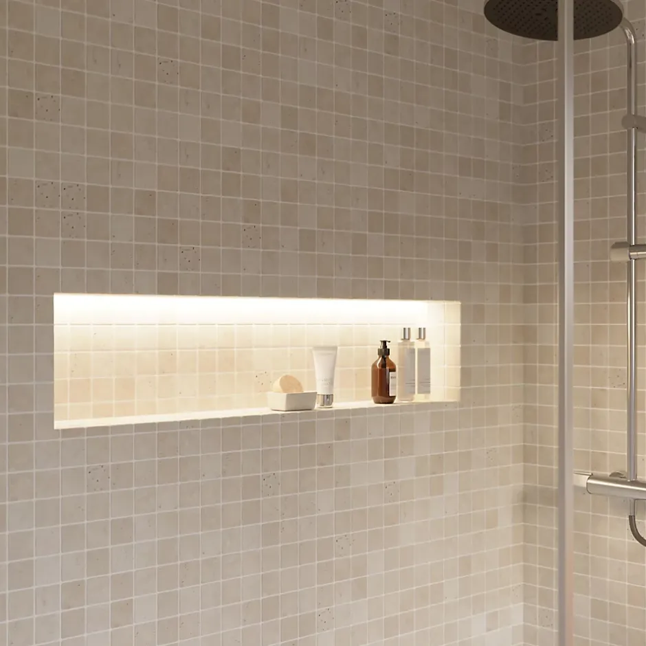 GoodHome Mosaïque beige 30,5x30,5cm Travertino pierre naturelle