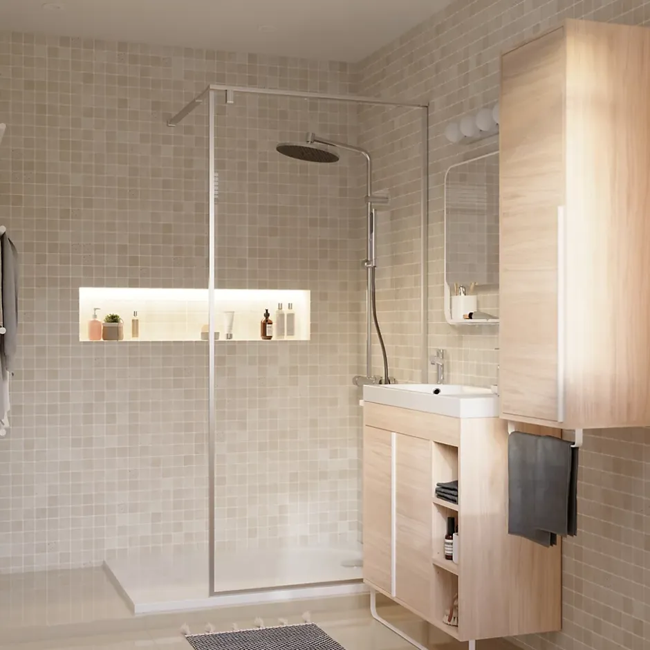 GoodHome Mosaïque beige 30,5x30,5cm Travertino pierre naturelle