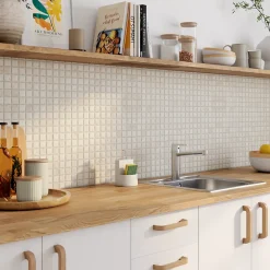 Mosaïque beige 30,5x30,5cm Travertino pierre naturelle mat-GoodHome