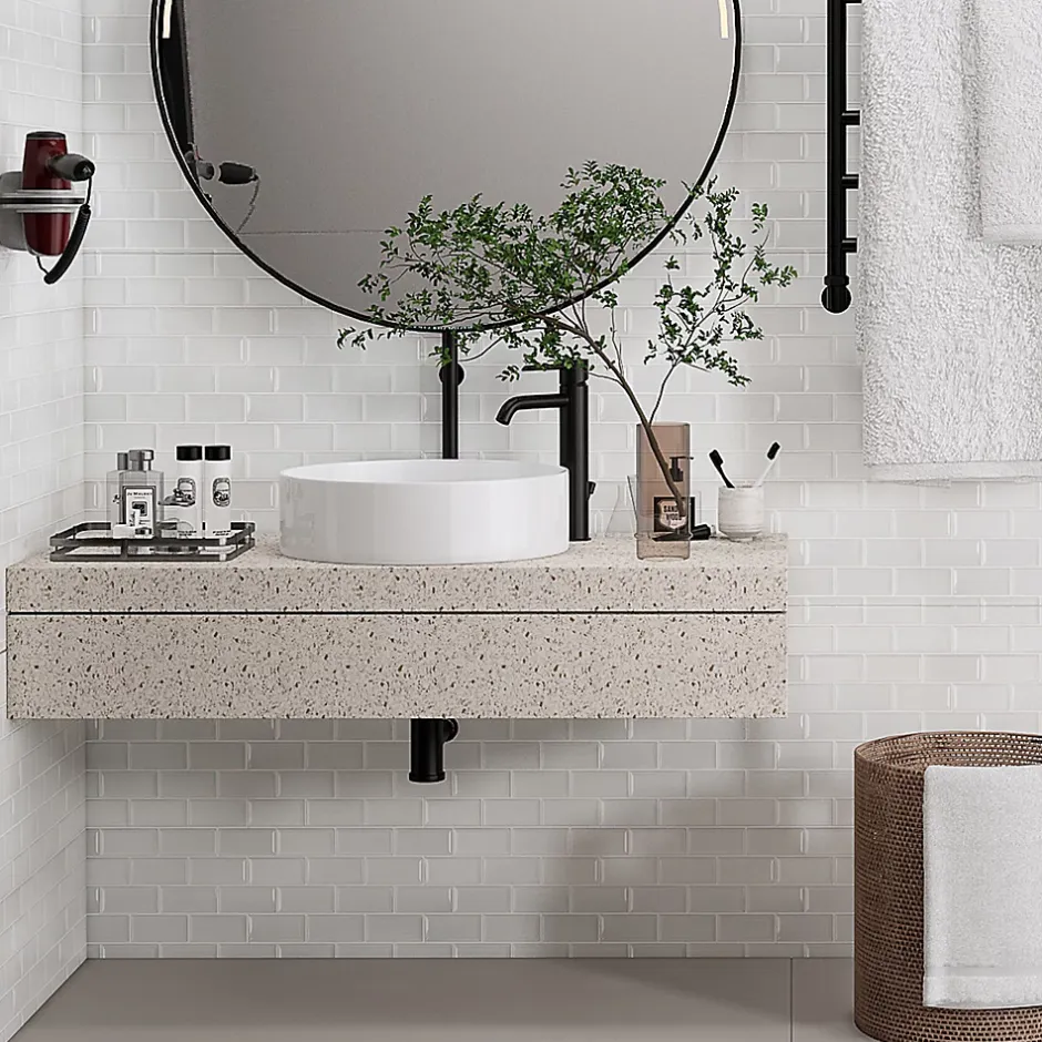 Mosaïque céramique blanc L. 29,3 x l. 28,8 cm-GoodHome Hot