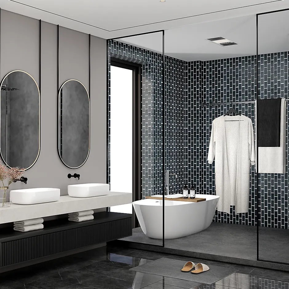 Mosaïque céramique bleu L. 29,3 x l. 28,8 cm-GoodHome Online