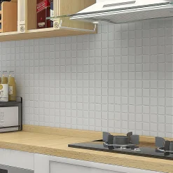 GoodHome Mosaïque céramique Elko blanc L. 30,3 x l. 30,3 cm