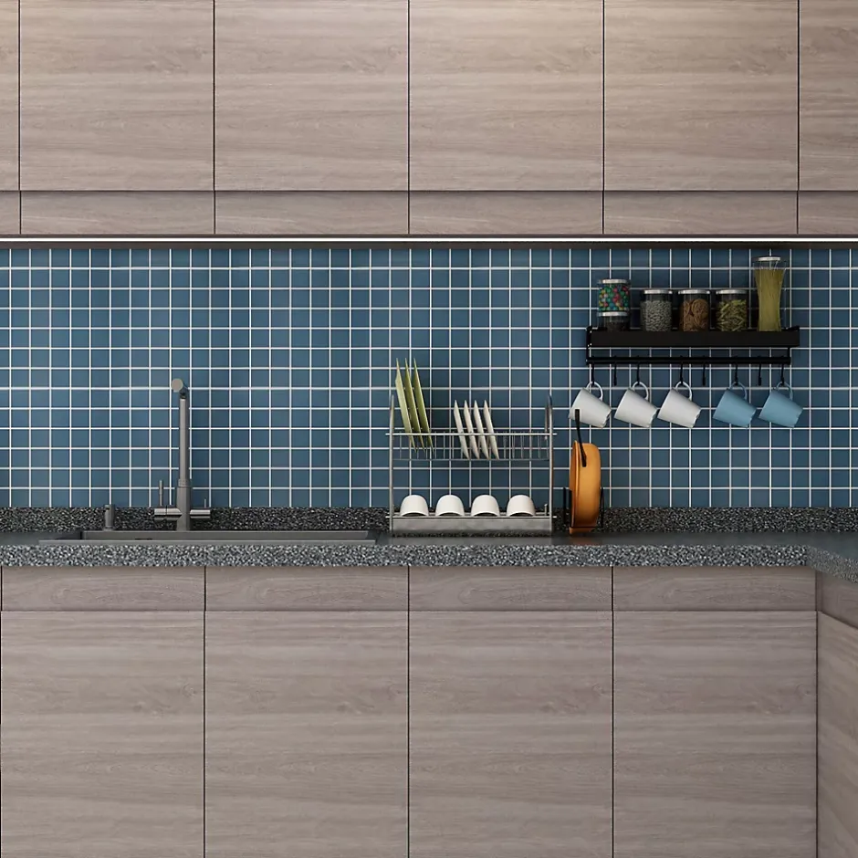 Mosaïque céramique Elko bleu L. 30,3 x l. 30,3 cm-GoodHome Online