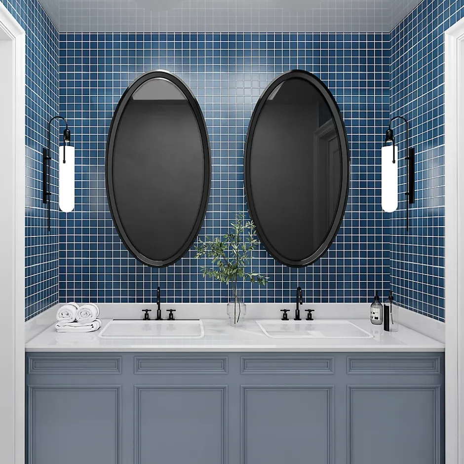 Mosaïque céramique Elko bleu L. 30,3 x l. 30,3 cm-GoodHome Online