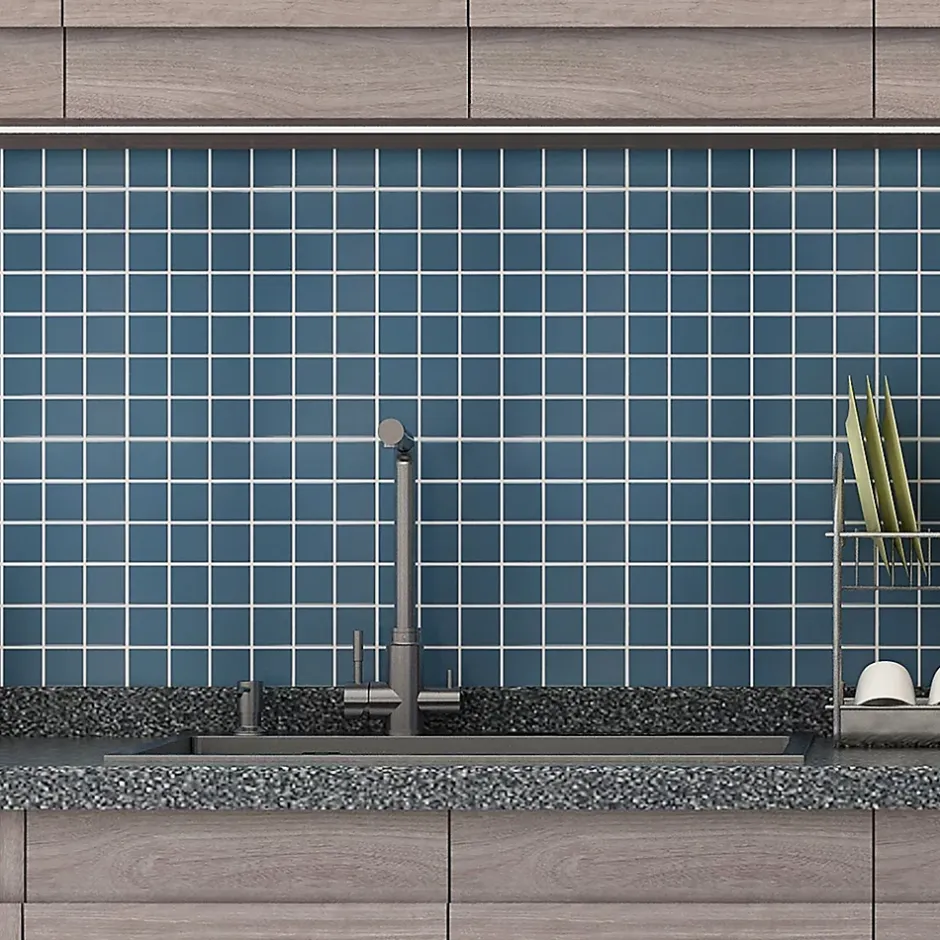 Mosaïque céramique Elko bleu L. 30,3 x l. 30,3 cm-GoodHome Online