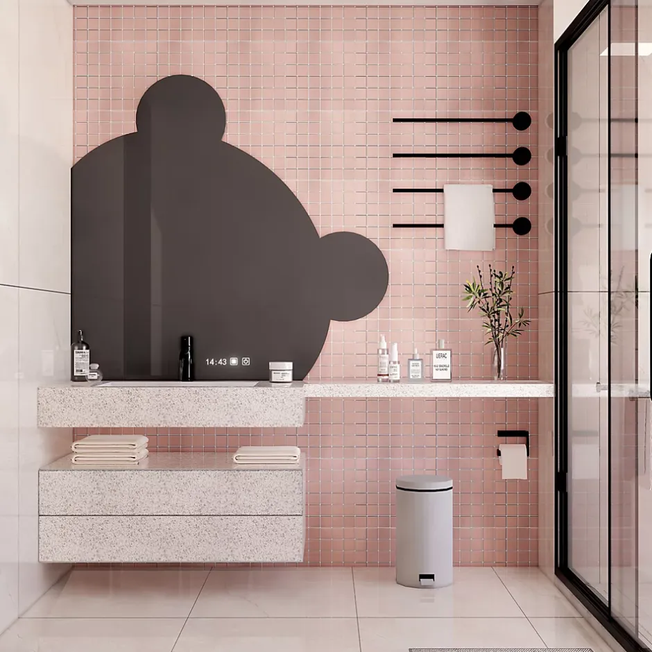 Mosaïque céramique Elko rose L. 30,3 x l. 30,3 cm-GoodHome