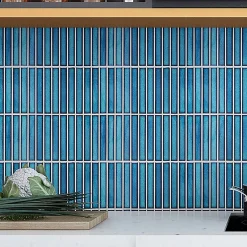 GoodHome Mosaïque céramique Luisa bleu L. 29,8 x l. 29,5 cm