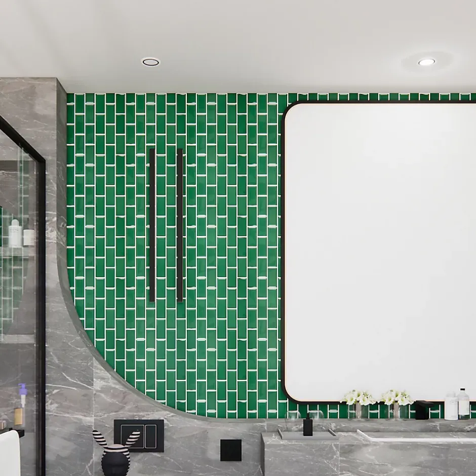 Mosaïque céramique Trentiemax vert L. 29,3 x l. 28,8 cm-GoodHome New