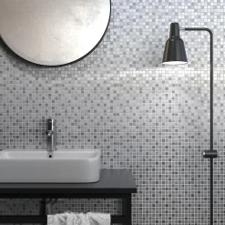 Mosaïque d'aluminium Brosse Mix Gris - 1.5X1.5 cm - vendu par plaque de 30 X 30 cm --Carrelage Signature Hot