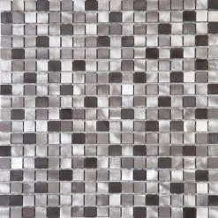 Mosaïque d'aluminium Brosse Mix Gris - 1.5X1.5 cm - vendu par plaque de 30 X 30 cm --Carrelage Signature Hot