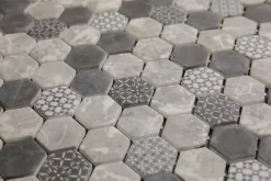 Ilcom Mosaïque de verre pressé antidérapant R11 sur maille pour salle de bain ou cuisine 52 cm x 34 cm - Hexa olden mat (0,166m²)