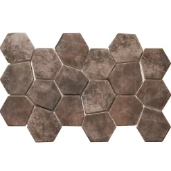 Ilcom Mosaïque de verre pressé antidérapant R11 sur maille pour salle de bain ou cuisine 41 cm x 26 cm - Hexa air slate (0,09m²)