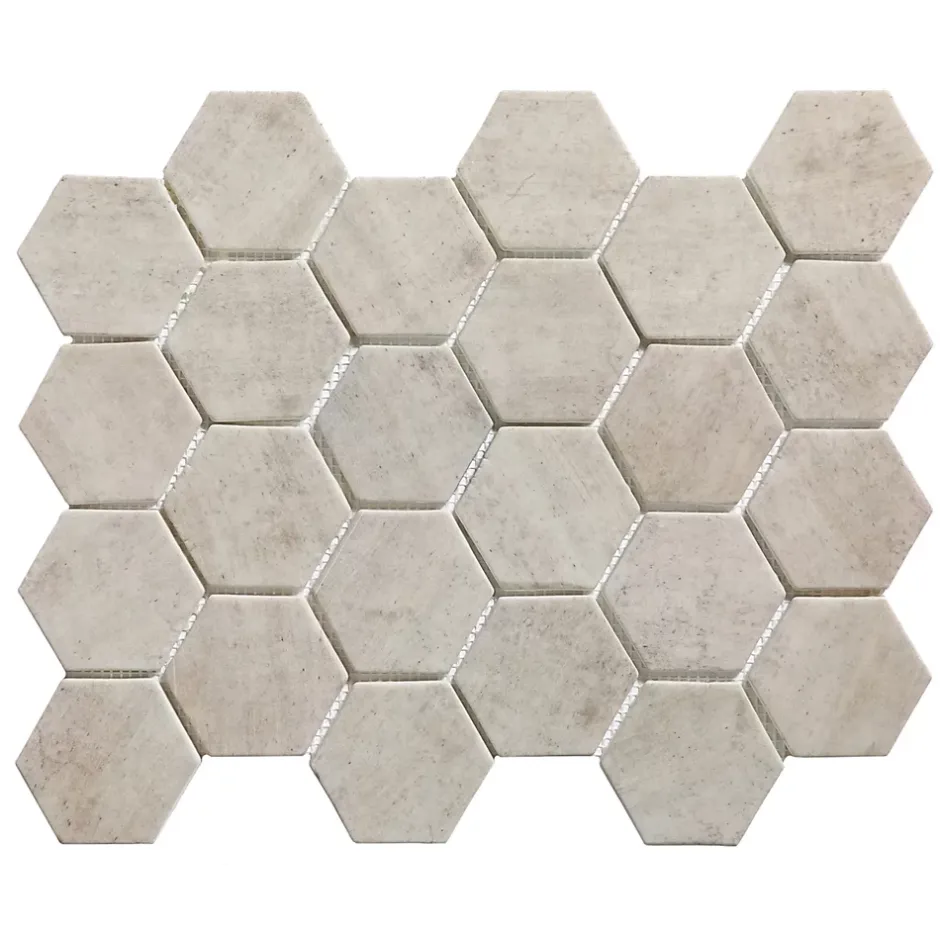 Ilcom Mosaïque de verre pressé antidérapant R11 pour salle de bain ou cuisine 43.5cm x 34.5cm - Taupe Stone Light Matt (0,15m²)