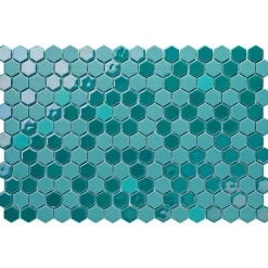Ilcom Mosaïque de verre pressé antidérapant sur maille pour salle de bain ou cuisine 52 cm x 34 cm - Hexa artistic (0,166m²)
