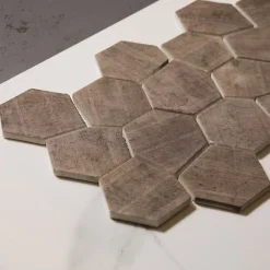 Mosaïque de verre pressé antidérapant R11 sur maille pour salle de bain ou cuisine 41 cm x 26 cm - Hexa dark mat (0,09m²)-Ilcom Hot