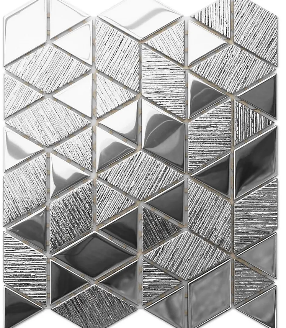 Ilcom Mosaïque de verre pour salle de bain ou cuisine 26x30cm - Scratched mirror