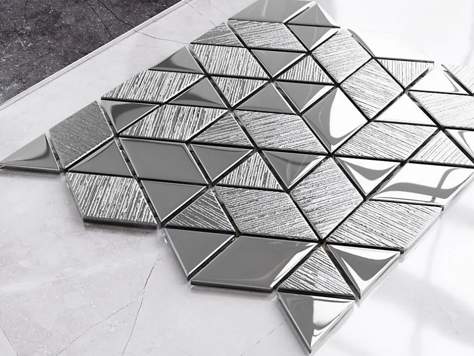 Ilcom Mosaïque de verre pour salle de bain ou cuisine 26x30cm - Scratched mirror