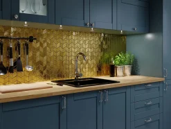 Mosaïque de verre sur maille pour salle de bain ou cuisine Gold tulip - 26.5cm x 30.5cm-Ilcom Best